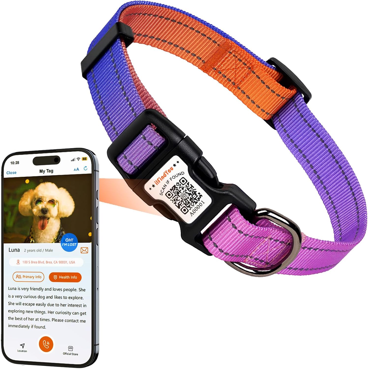 Reflective Dog Collar with QR Code Tag, Personalized Dog Collar, Safety Night Visibility, Anti-Loss Function (Pink-02, Large) - Image 15