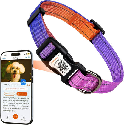 Reflective Dog Collar with QR Code Tag, Personalized Dog Collar, Safety Night Visibility, Anti-Loss Function (Pink-02, Large) - Image 15