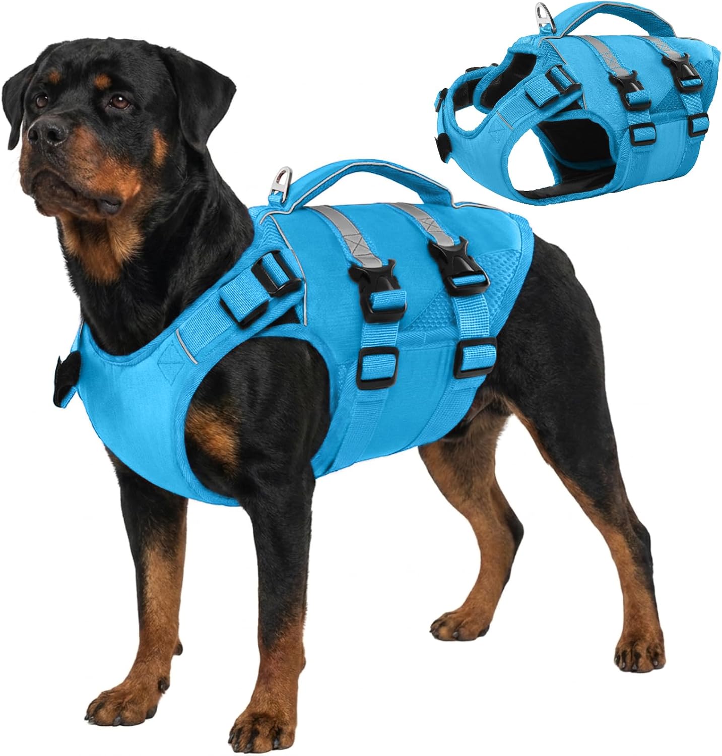Kuoser Dog Life Jacket, High Flotation Dog Life Vest for Swimming Boating, Adjustable Ripstop Pet Lifesaver for Small Medium and Large Dogs, Reflective Safety Puppy Swimming Vest with Rescue Handle - Image 13
