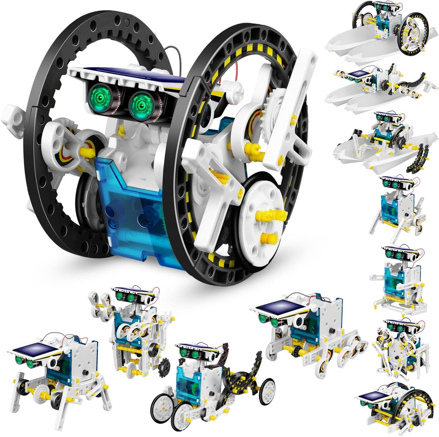 Dioju 13 in 1 solar robot toys front view of white stem science kit box packaging