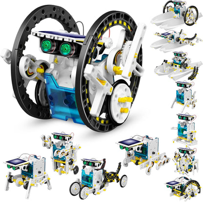 Dioju 13 in 1 solar robot toys front view of white stem science kit box packaging