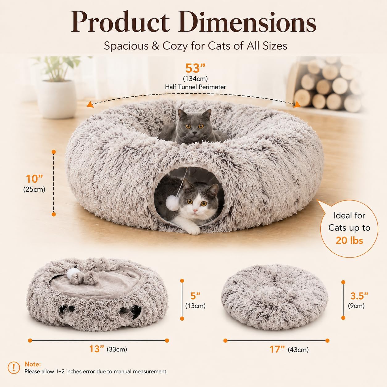 Folds flat collapsible pet tunnel for cats and puppies easy storage