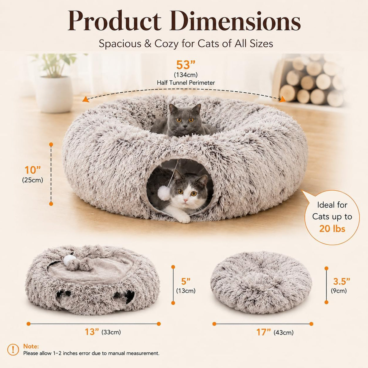 Folds flat collapsible pet tunnel for cats and puppies easy storage