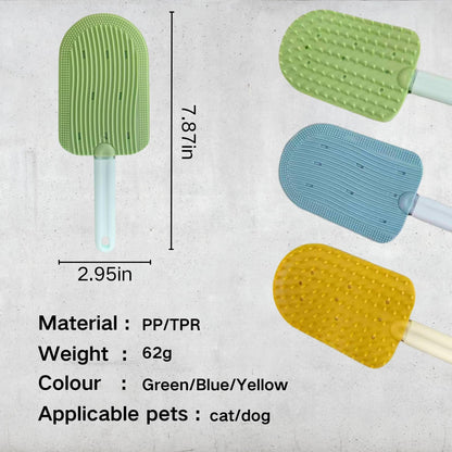 Generic cat brush for shedding with integrated water spray bottle side profile