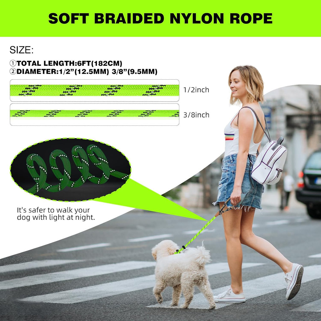 Lynxking no pull training leash detail on the comfortable anti hand burn cushioned handle loop.