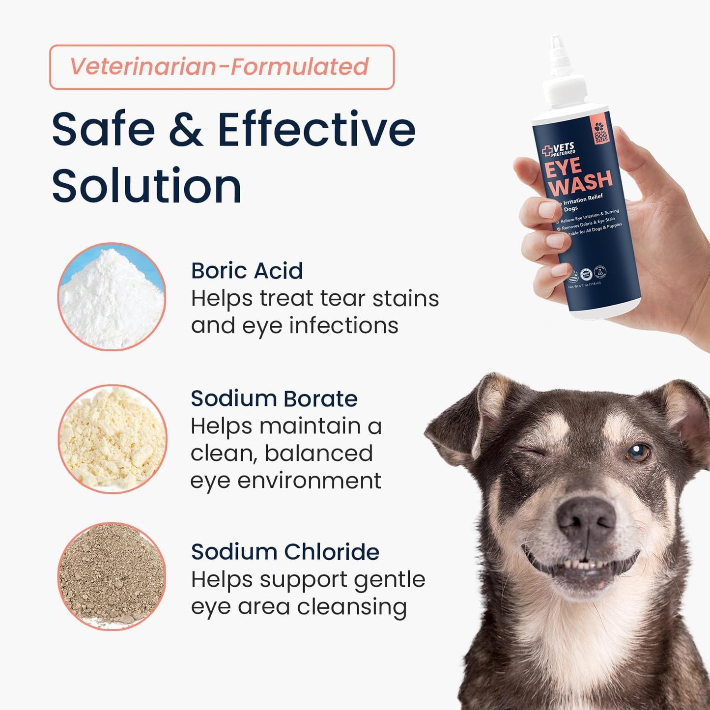 Premium dog tear stain remover solution bottle packaging