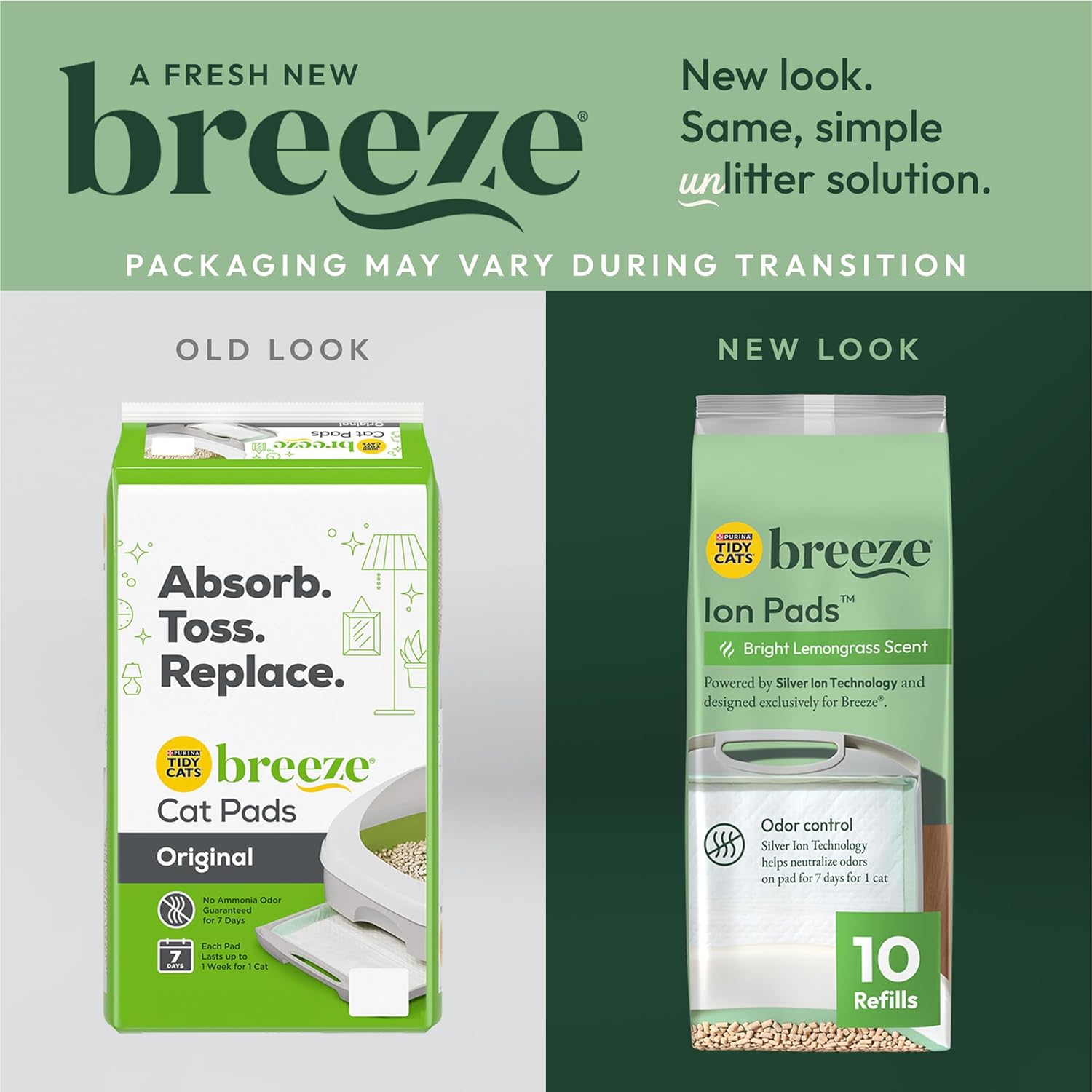 Purina Tidy Cats Breeze refill pads in branded packaging