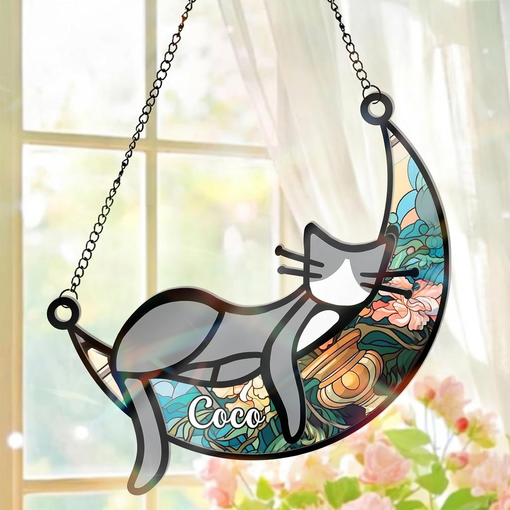 Custom Cat Memorial Suncatcher, Personalized with Name and Breed, Loss of Pet Sympathy Gift for Cat Lovers, Stained Glass Look Acrylic Ornament - Image 9