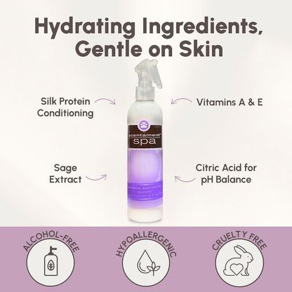 Alcohol free pet grooming spray for static control and coat conditioning