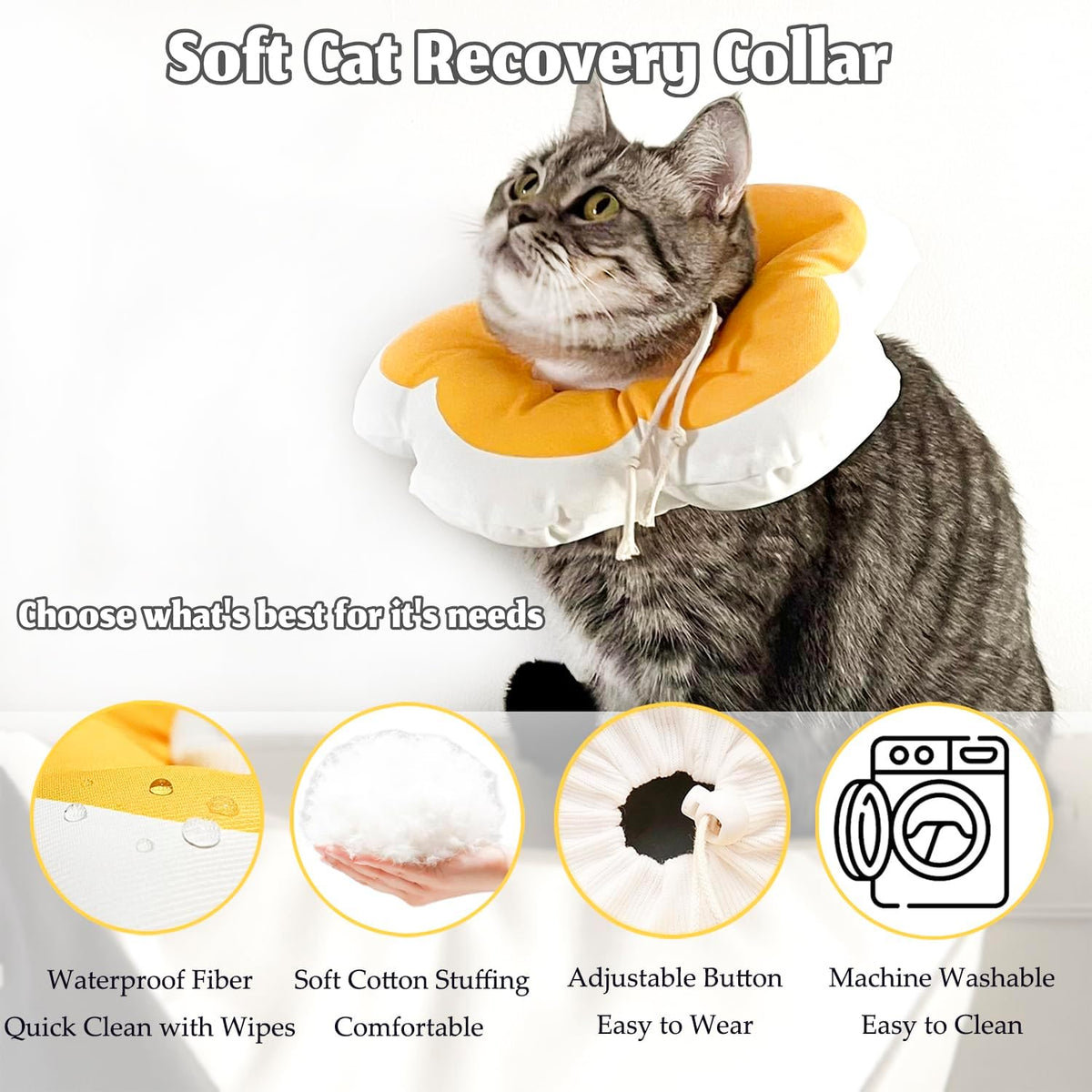 Adjustable kitten recovery collar drawstring mechanism detail view