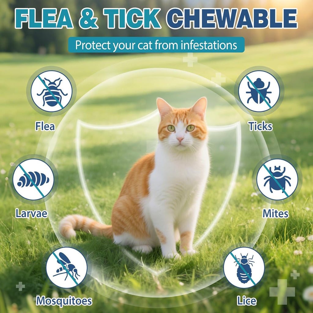 Chicken flavored flea prevention chewables for cats of all breeds