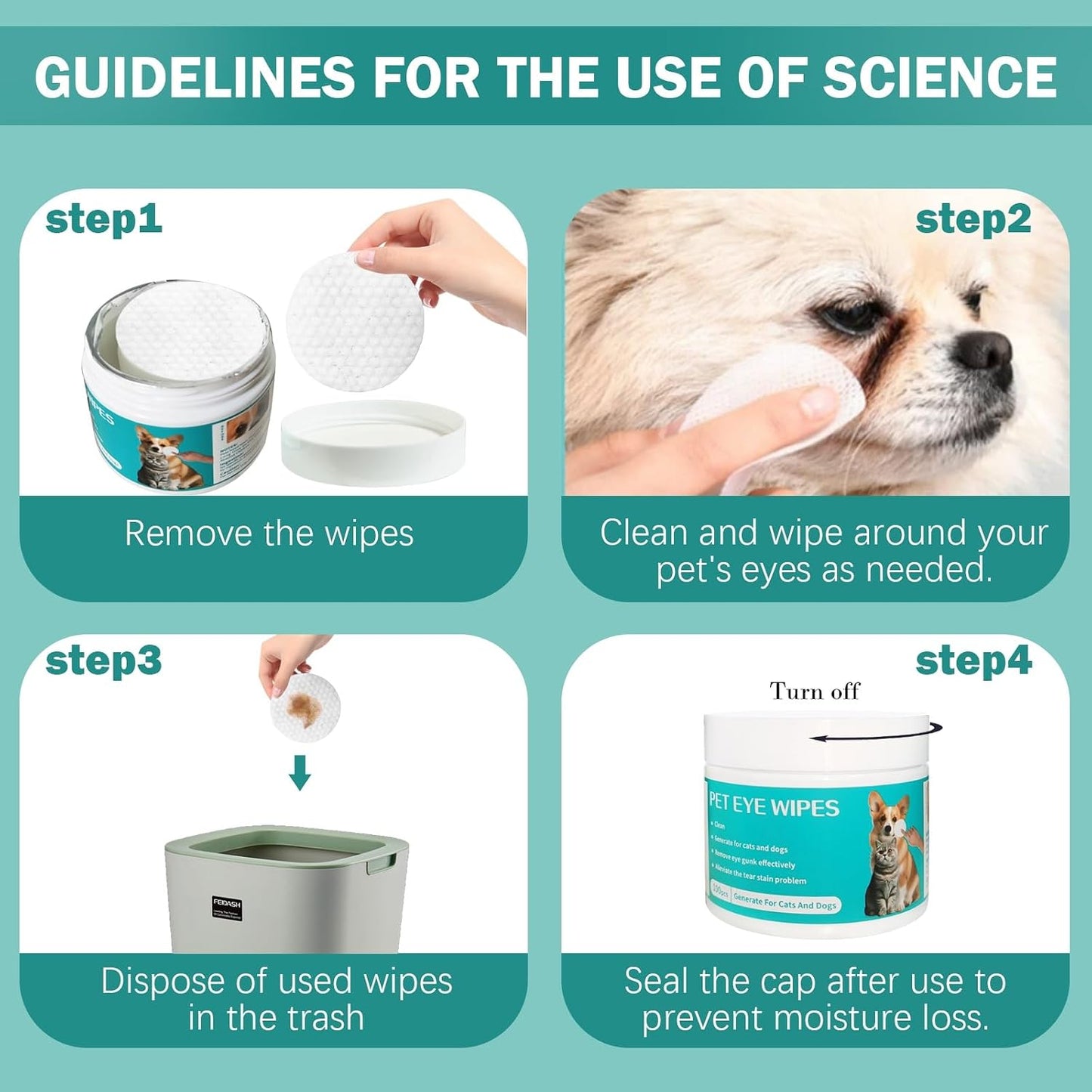Authentic imported USA pet hygiene wipes for gentle tear stain care