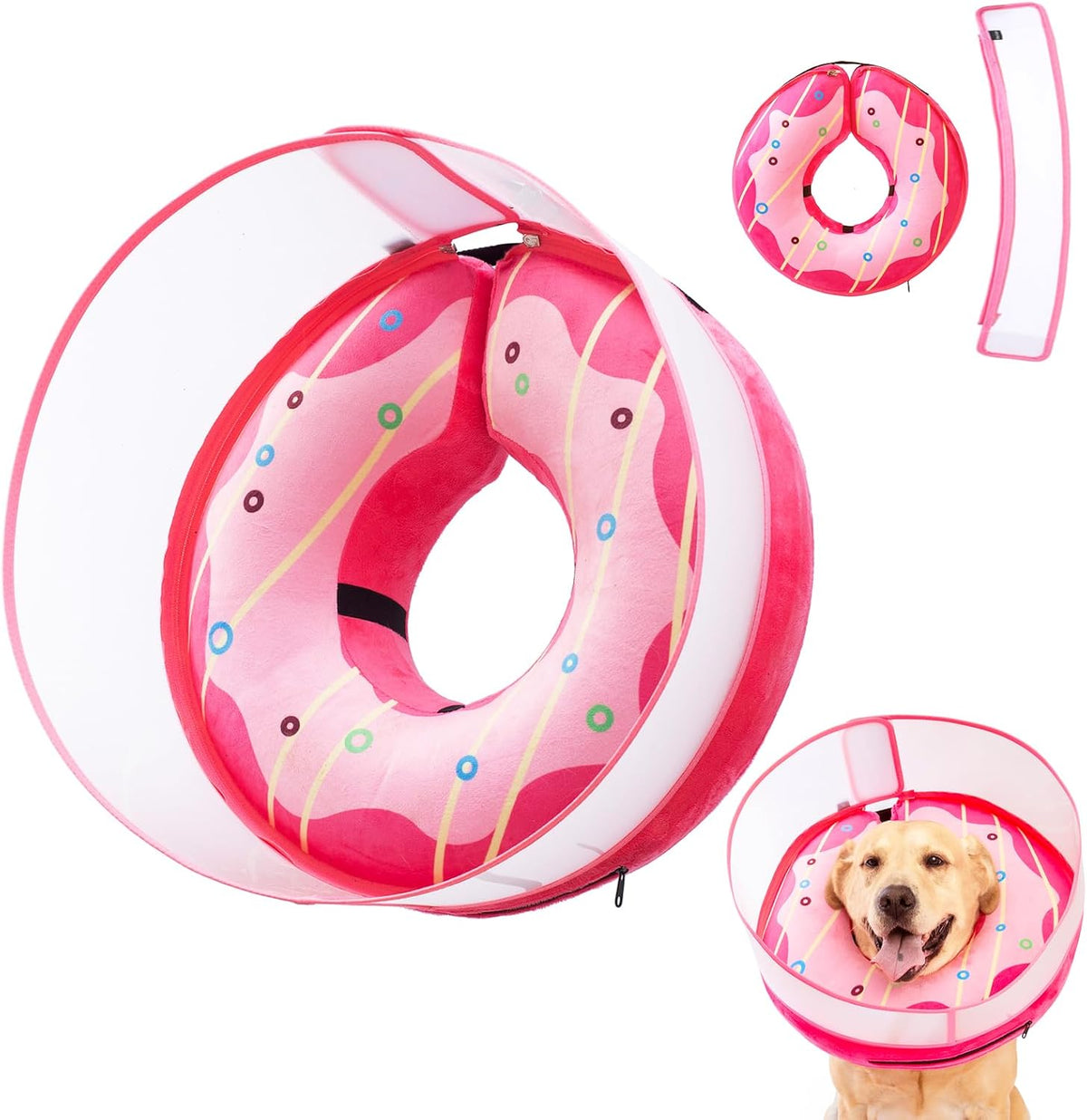 Inflatable Dog Cone Collar for Large Medium Small Dogs, Soft Dog Donut Collar Adjustable Recovery Cone for Pets After Surgery, Extra Enhanced Anti-Licking Guard Shield for Pets (Large, Orange) - Image 9