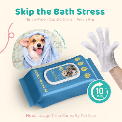 Textured cleaning glove wipe being used to clean a dog's muddy paws