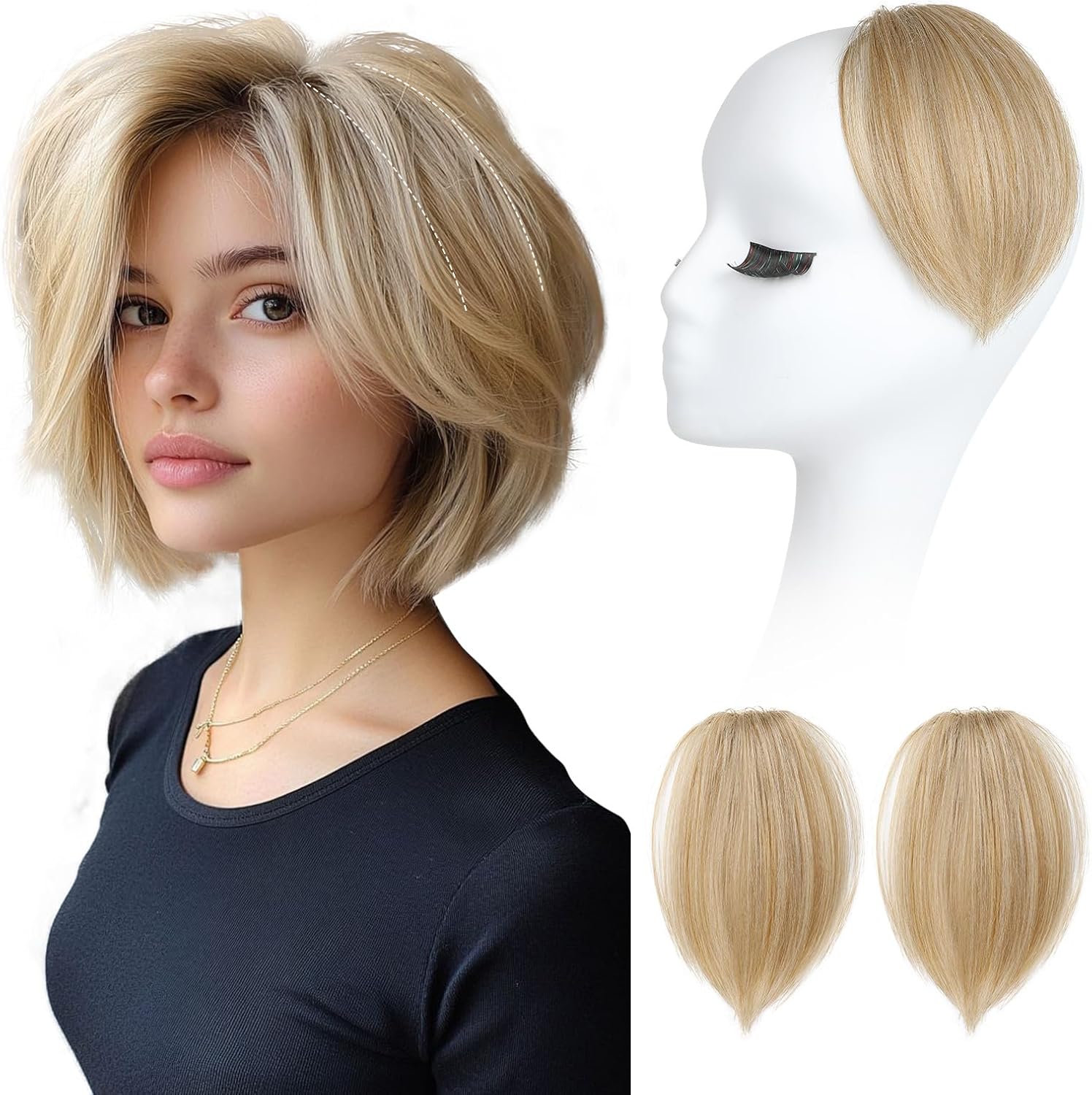 REECHO Clip in Hair Volumizer front view showing medium blonde hair extension pieces.