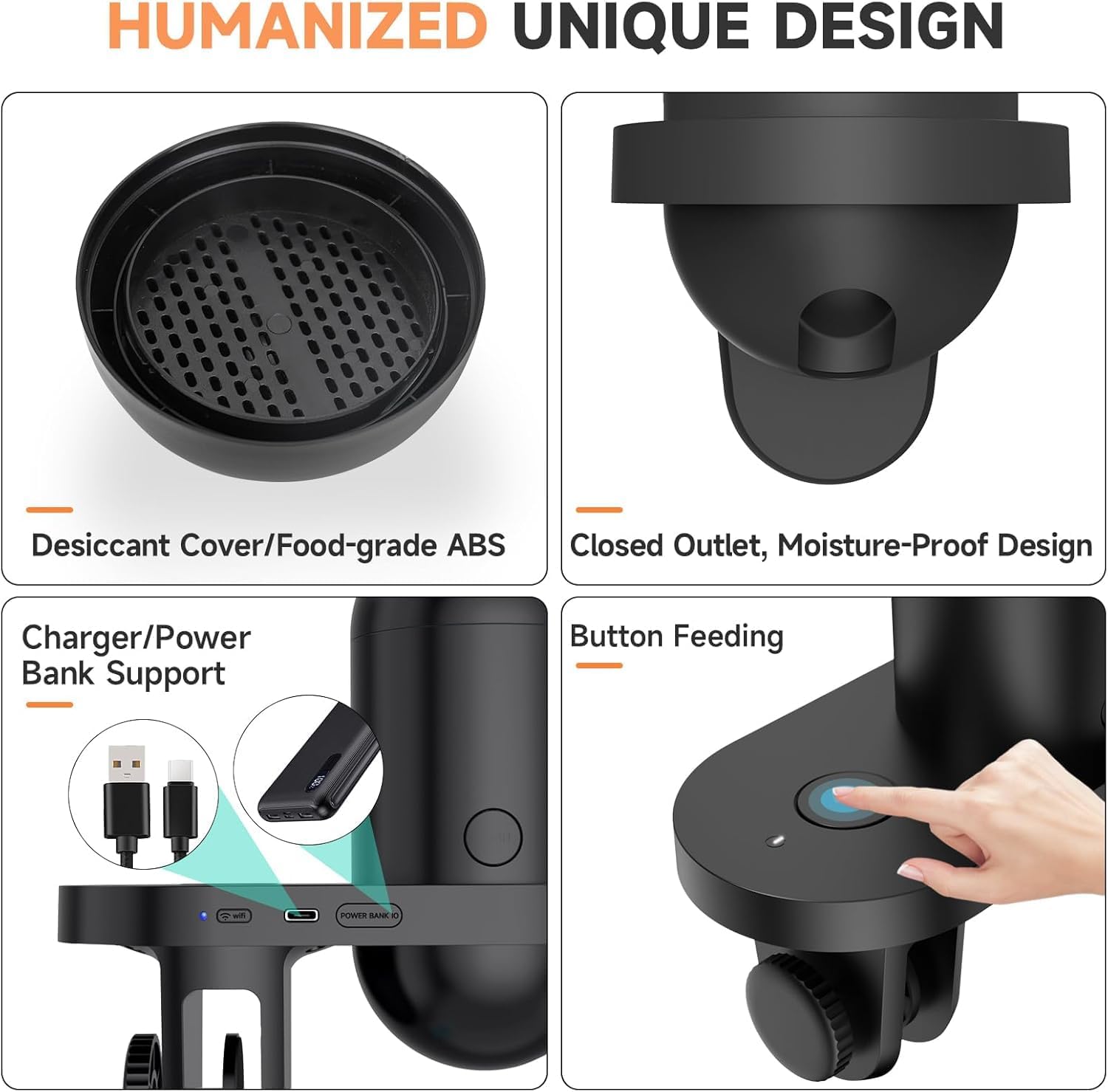 Hygger automated vacation tank feeder displaying interchangeable small and large food outlets