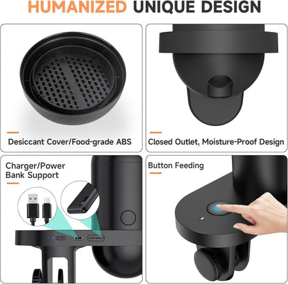 Hygger automated vacation tank feeder displaying interchangeable small and large food outlets