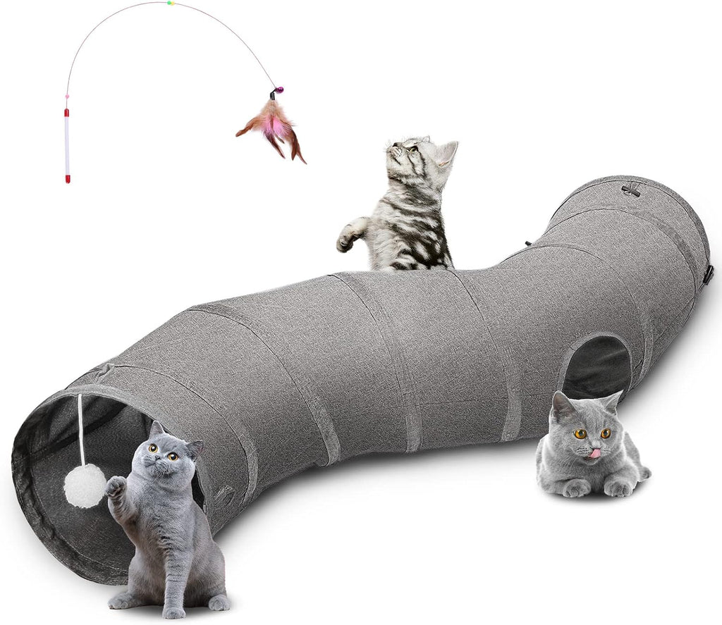 Ownpets Cat Tunnel Large 12 inch Diameter Sturdy Oxford Fabric Cat Tunnel Toy, Cactus Shape Collapsible Cat Tunnels for Indoor Cats,Interactive Peek Hole Pet Tunnel Tube with Cat Wand Toy - Image 10