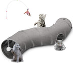 Ownpets Cat Tunnel Large 12 inch Diameter Sturdy Oxford Fabric Cat Tunnel Toy, Cactus Shape Collapsible Cat Tunnels for Indoor Cats,Interactive Peek Hole Pet Tunnel Tube with Cat Wand Toy - Image 10