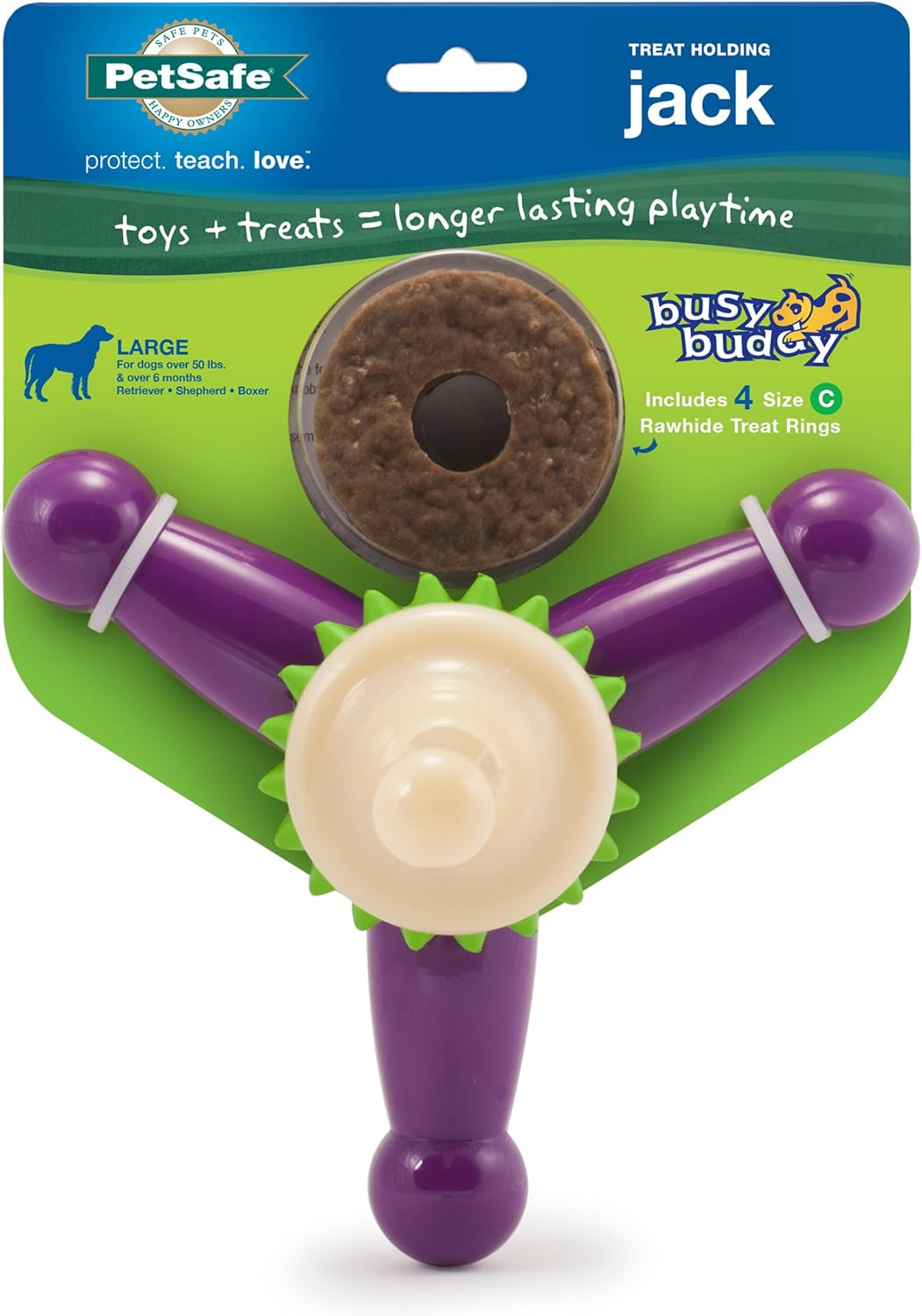 PetSafe Busy Buddy Bristle Bone Dog Chew Toy - Treat Holding Toothbrush Toy for Hard Chewers - Helps Keep Your Dog's Teeth Clean - Durable, Interactive - Purple, Medium - Image 10