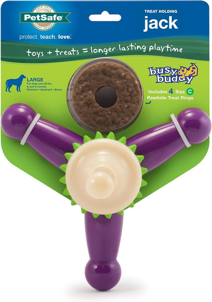 PetSafe Busy Buddy Bristle Bone Dog Chew Toy - Treat Holding Toothbrush Toy for Hard Chewers - Helps Keep Your Dog's Teeth Clean - Durable, Interactive - Purple, Medium - Image 10