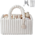 Blissful Diary flannel diaper caddy cream beige front view