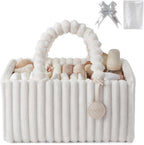 Blissful Diary flannel diaper caddy cream beige front view