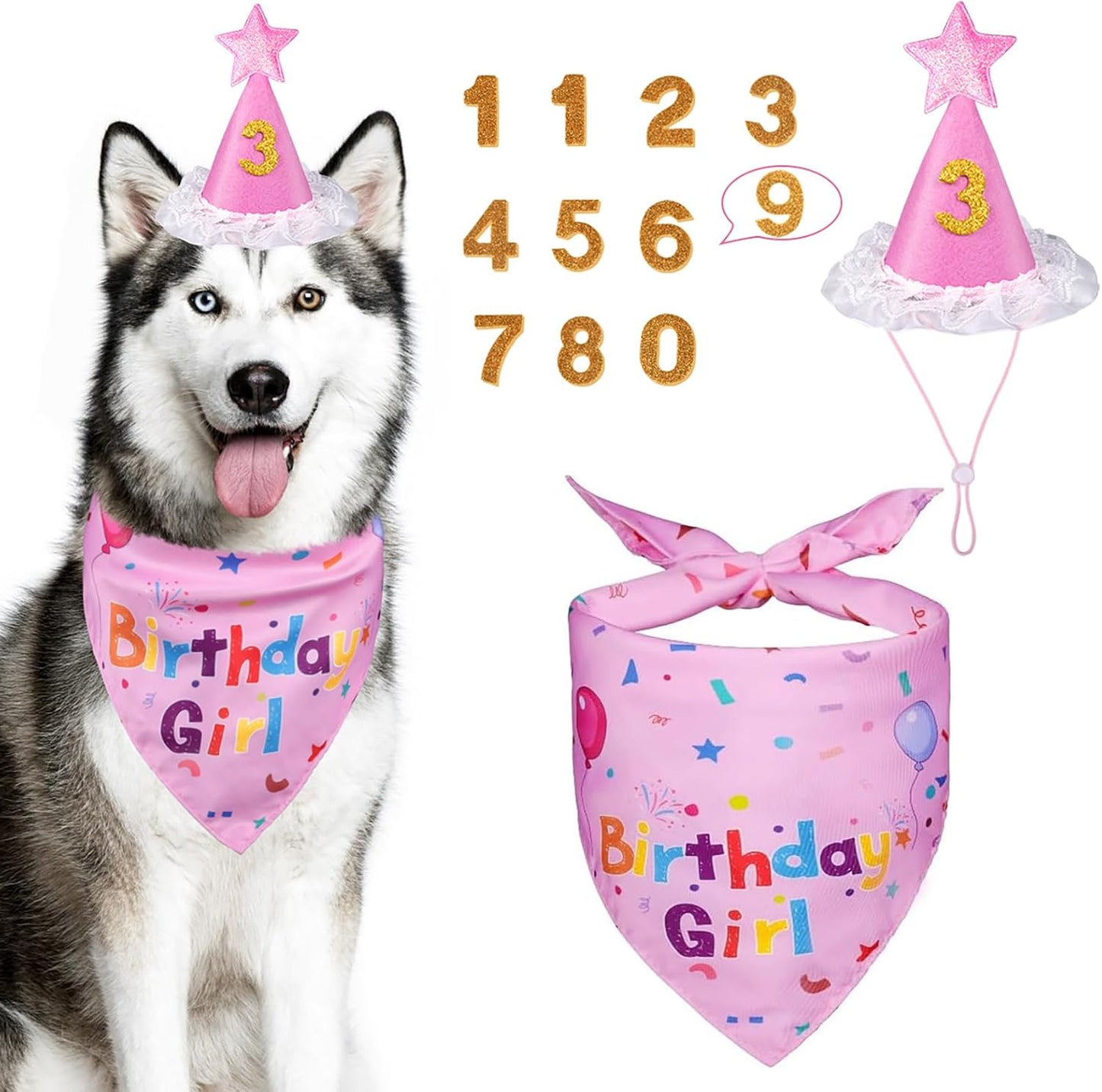Dog Birthday Party Supplies, Dog Birthday Bandana Set, Dog Boy Girl Birthday Party Hat with Numbers for Large Medium Small Dogs Pet (Blue) - Image 13