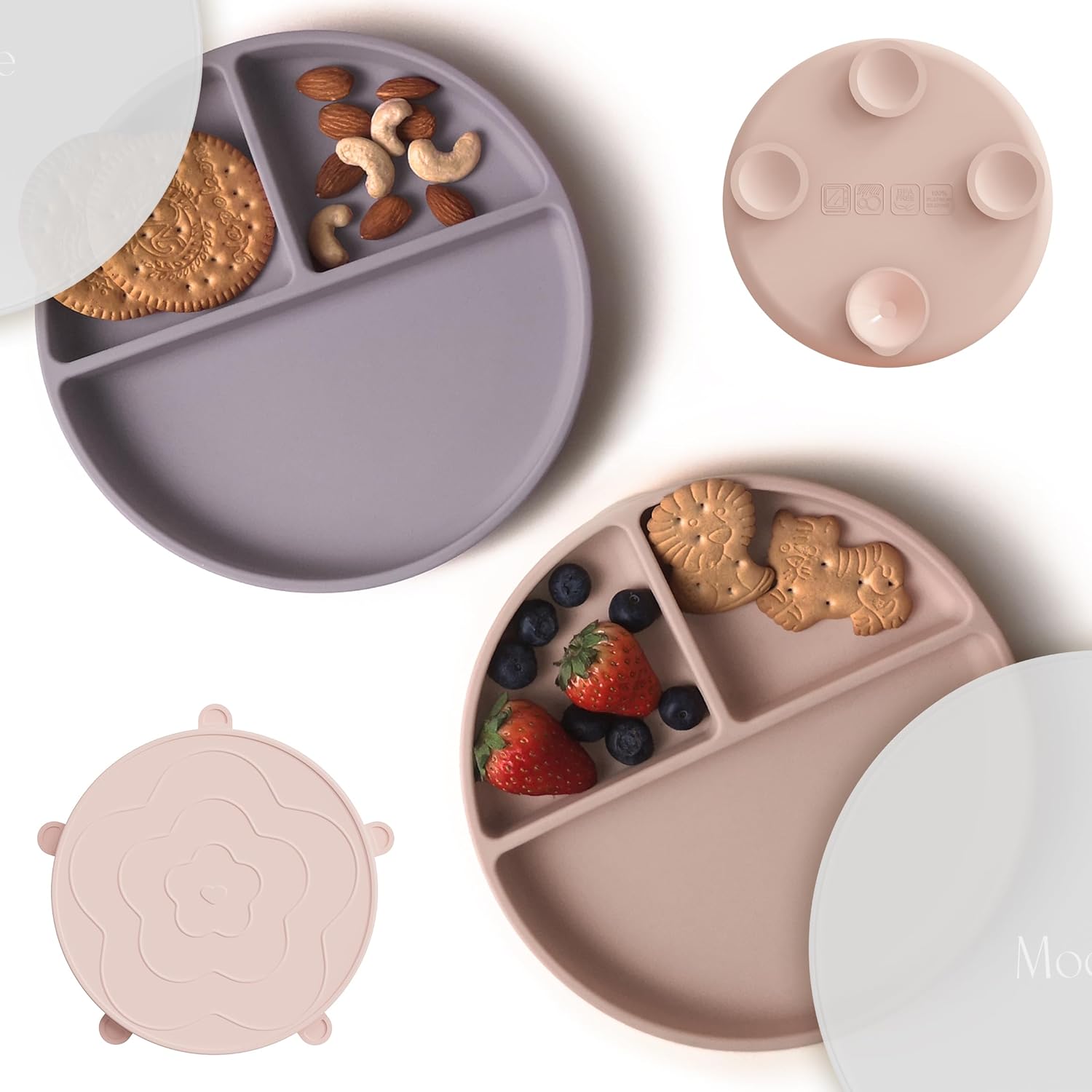 Moonkie silicone suction plates for baby front view