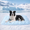 Luciphia Premium Dog Cooling Mat front view showing the light blue fabric.