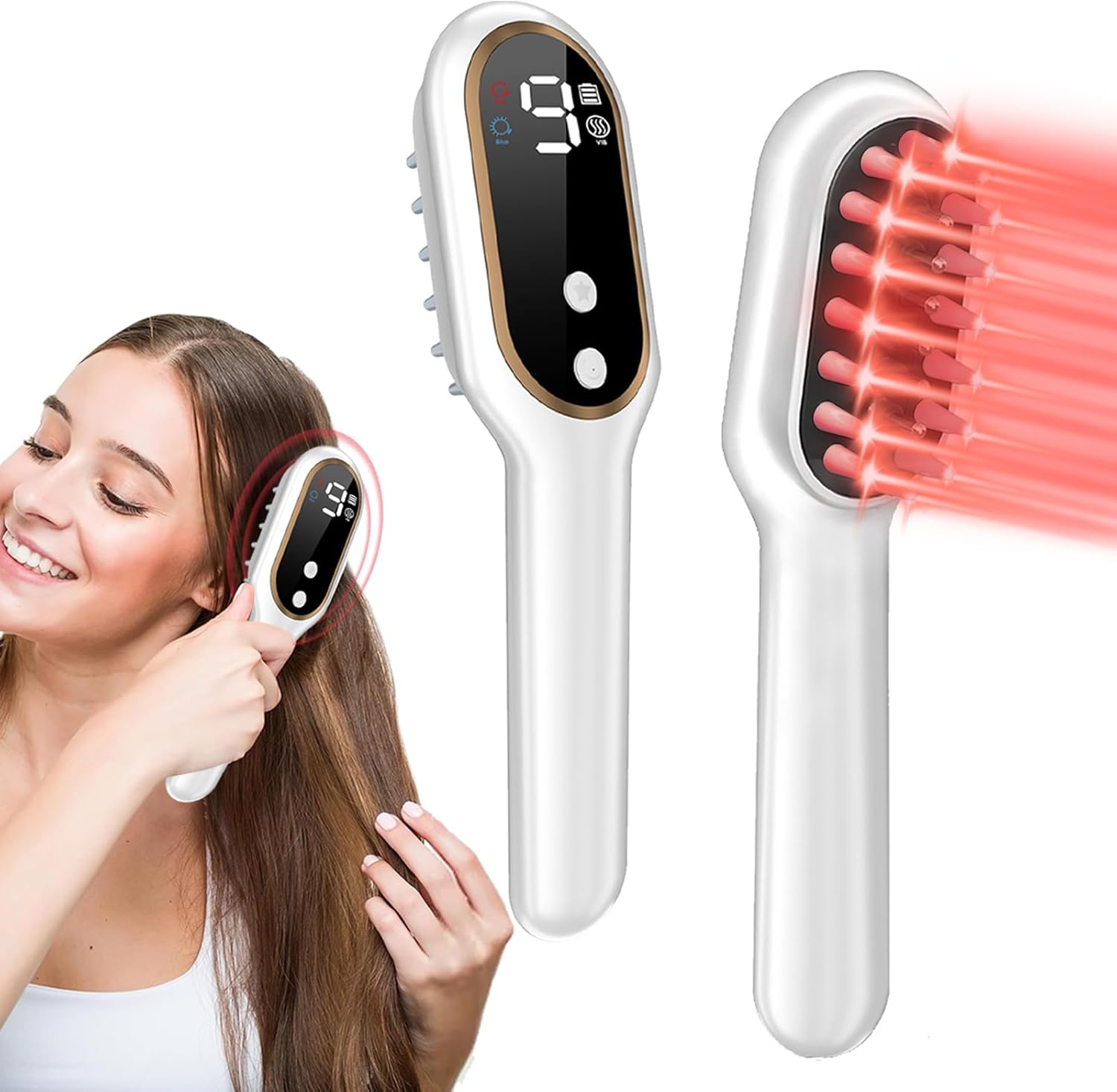 Apbier Laser Hair Growth Comb front view with digital display