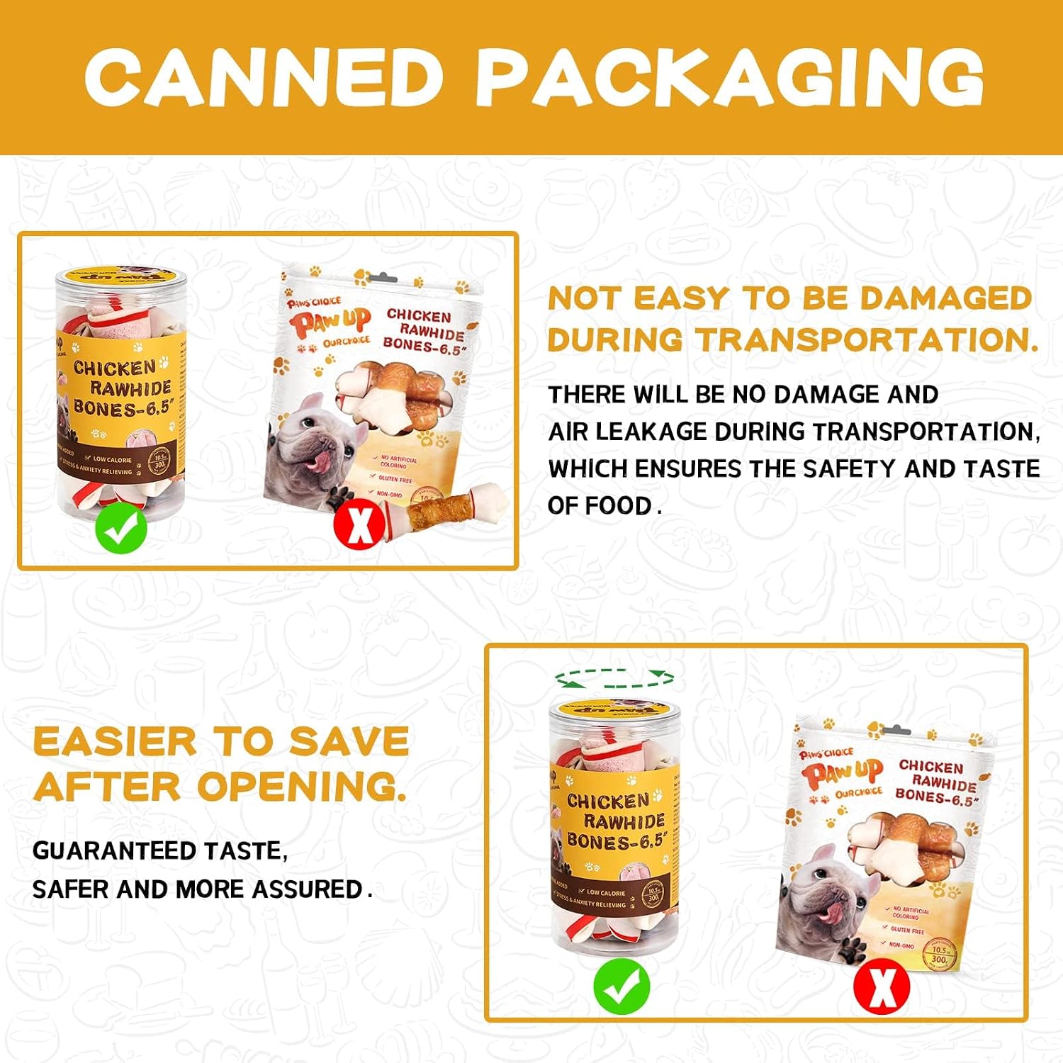 Pawup dog snacks with taurine benefits listed