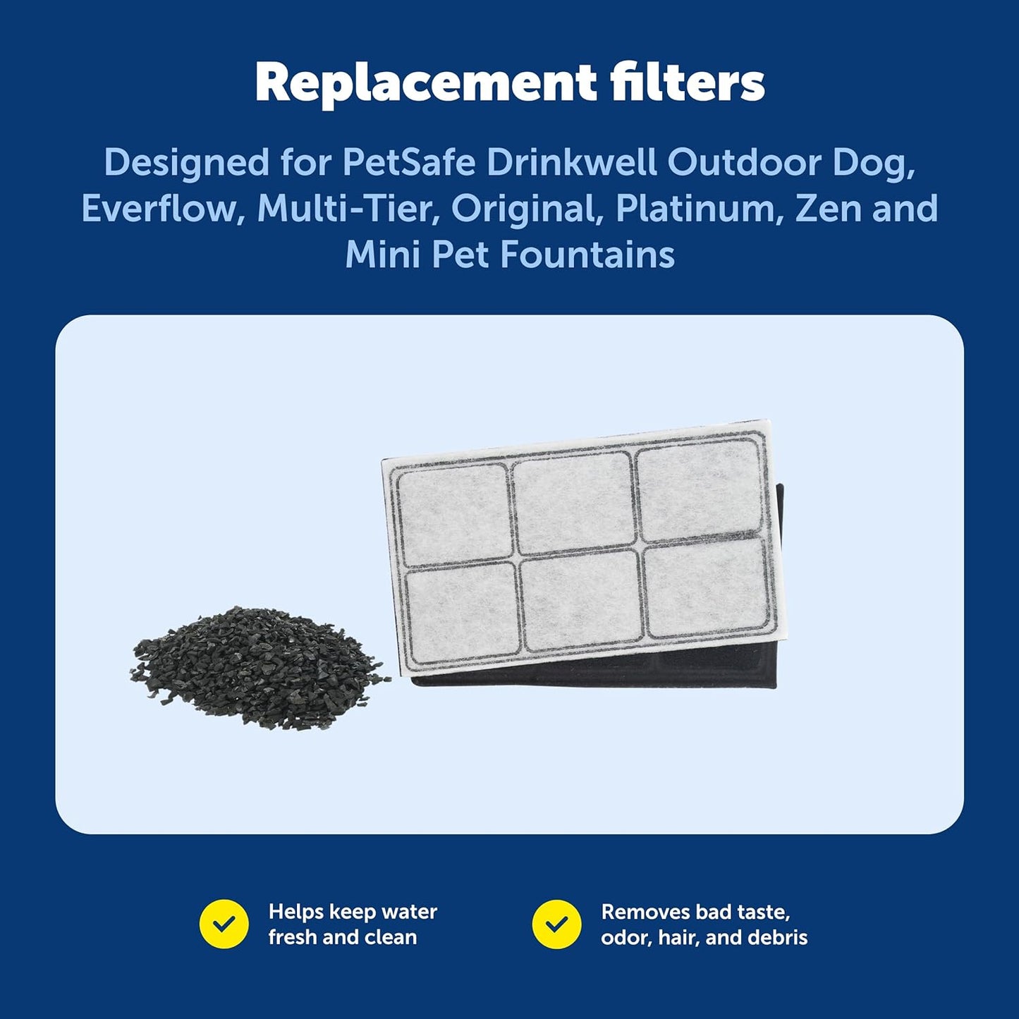 Close up of PetSafe fountain filter dual density material