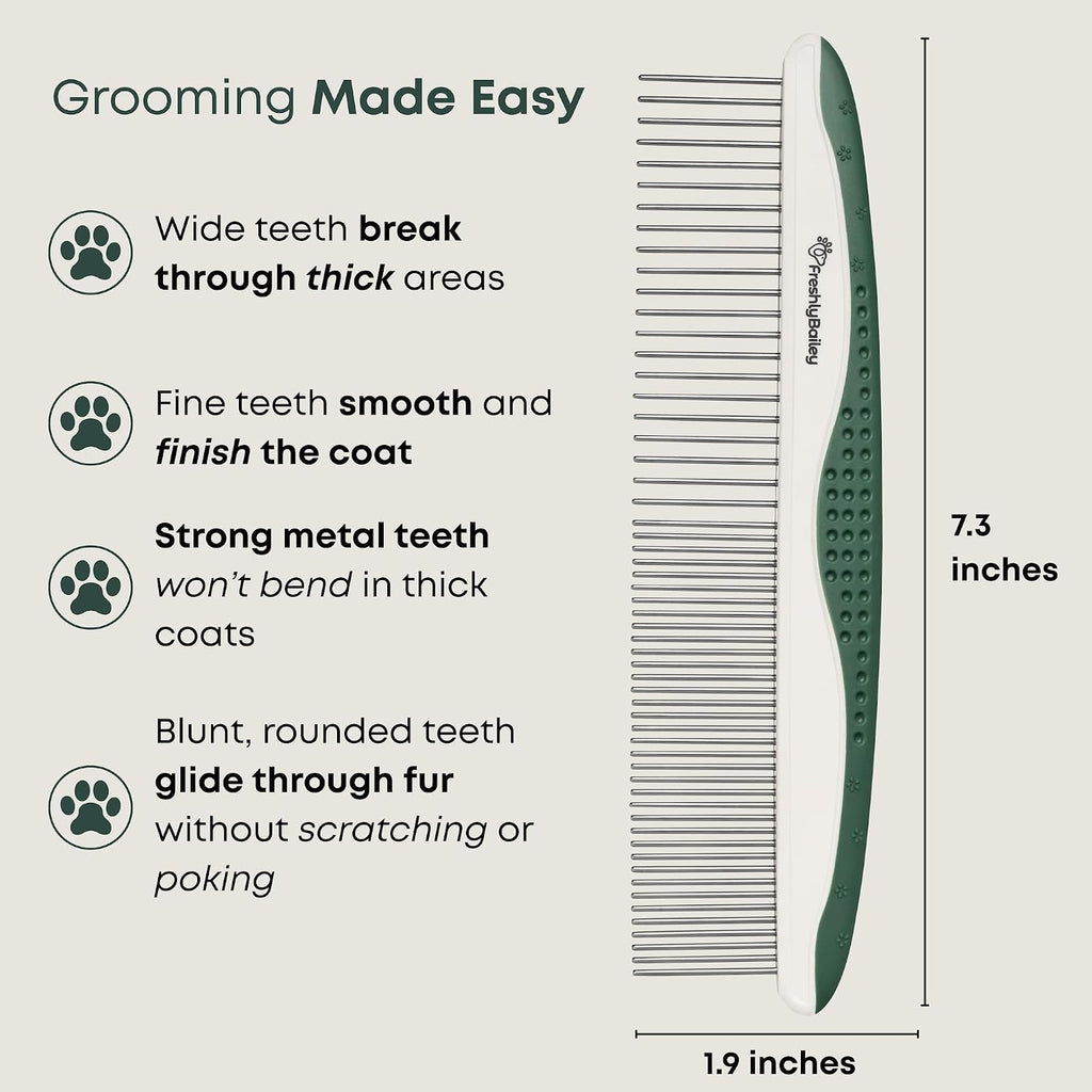 Freshly Bailey pet grooming comb ergonomic grip detail