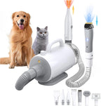 IKIMI dog grooming vacuum and blow dryer kit front view showcasing the main canister unit and gray finish.