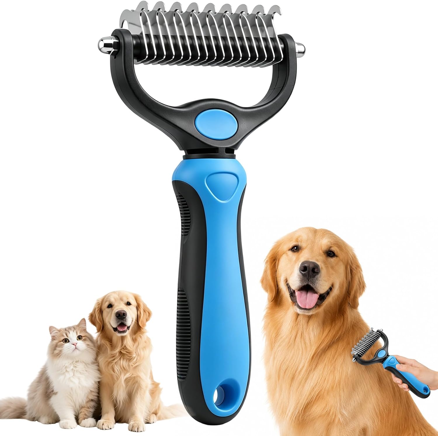 Emily Pets pink grooming brush side profile detailing comfort grip