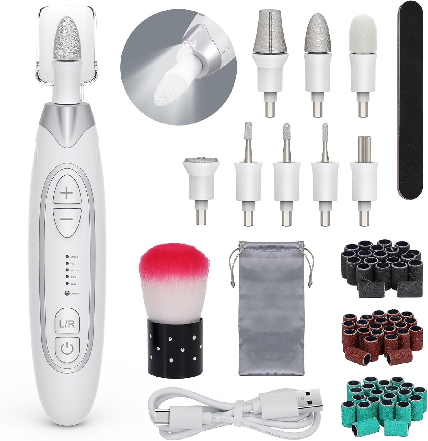 Pelcas electric nail file and pedicure kit front view