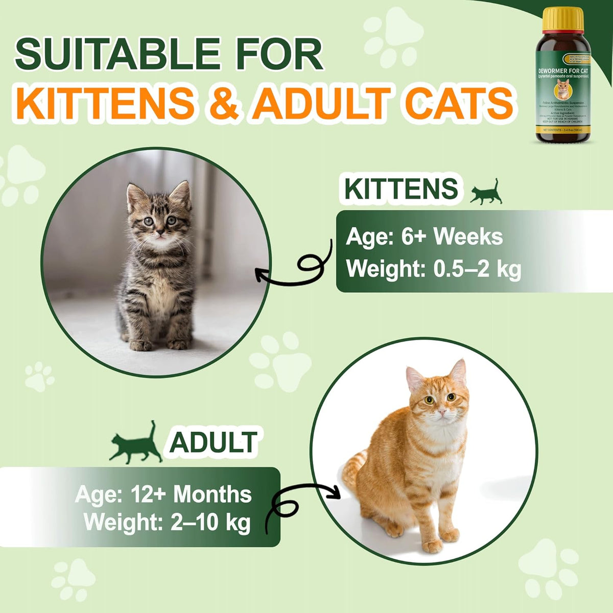 NateNatenight 100ml cat deworming syrup bottle showing authentic imported packaging details.