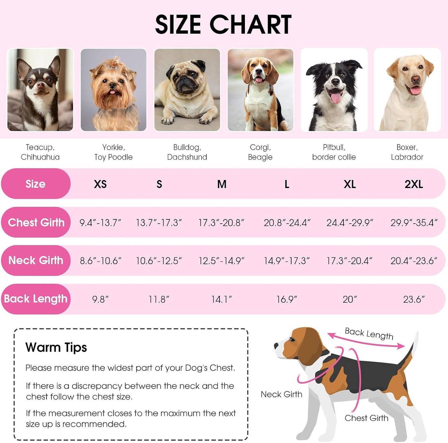 Dog wearing pink Queenmore winter vest side profile