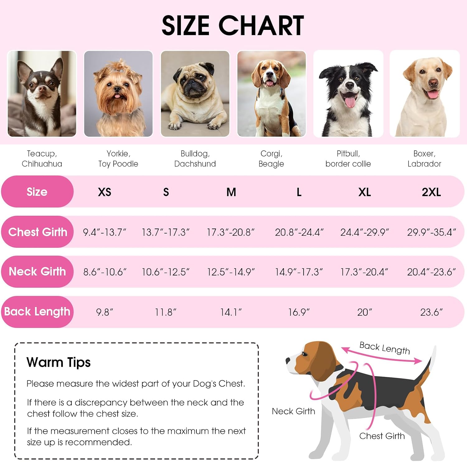 Dog wearing pink Queenmore winter vest side profile
