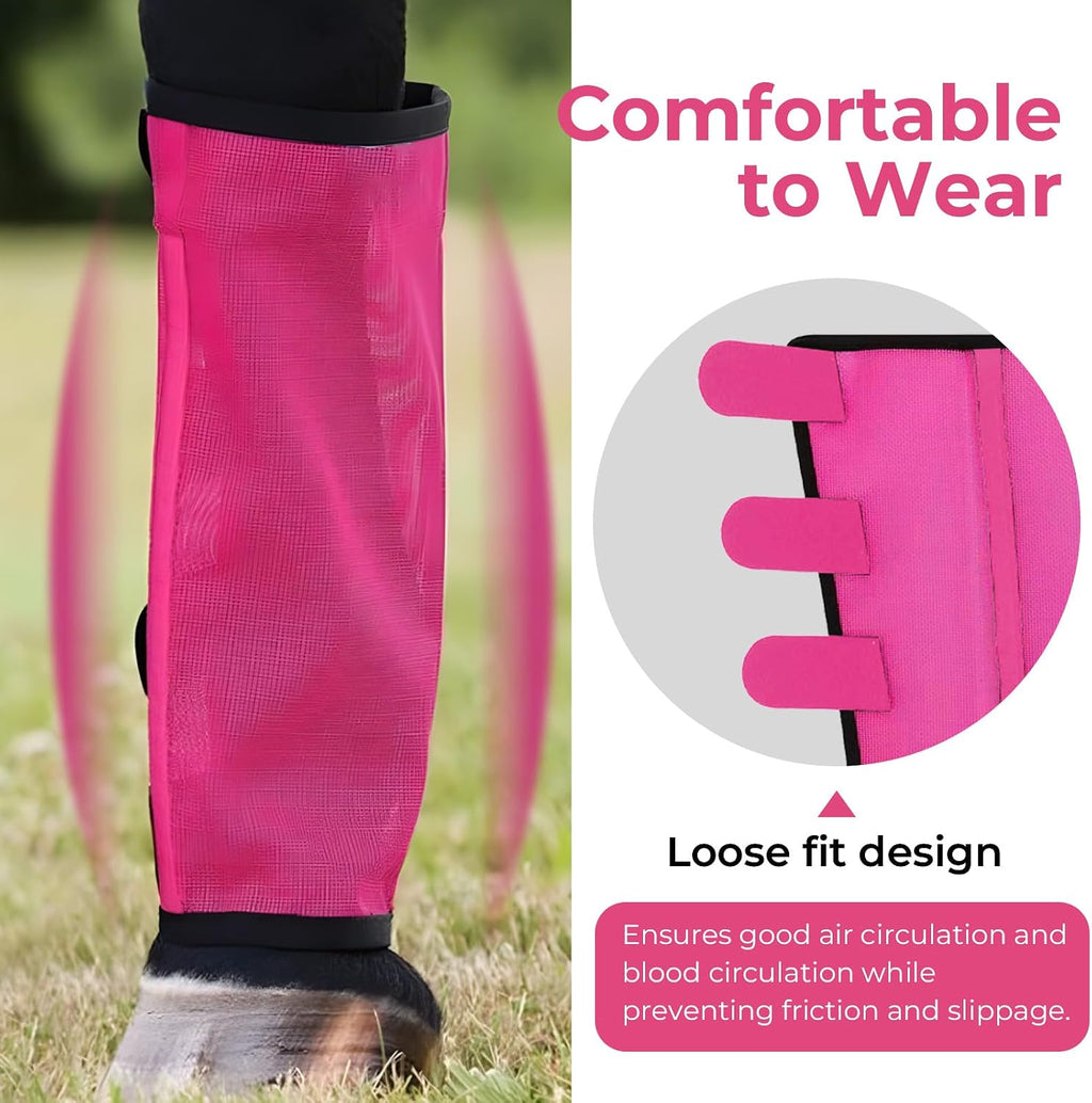 Pink adjustable equine leggings set of 4 laid flat
