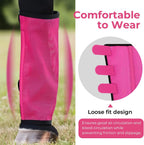 Pink adjustable equine leggings set of 4 laid flat