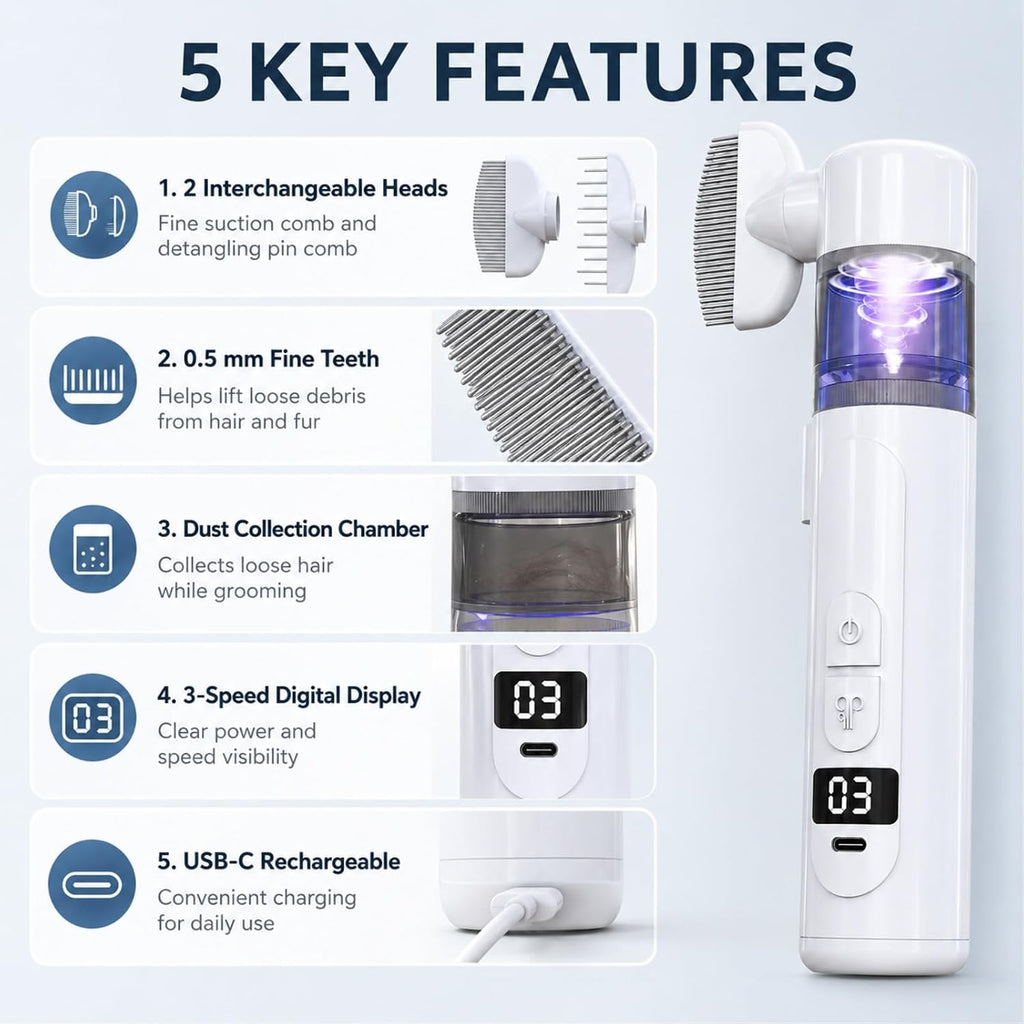 Feiswu electric pet grooming tool showing charging port