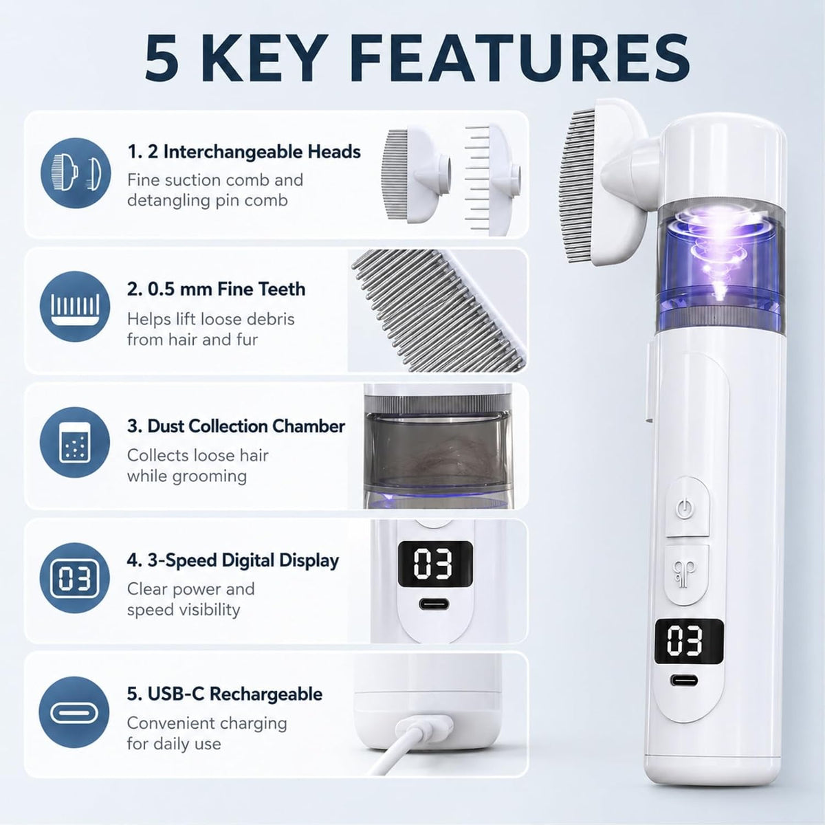 Feiswu electric pet grooming tool showing charging port