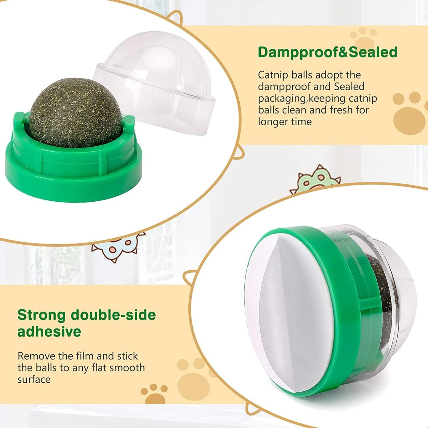 Top down view of edible catnip roller balls