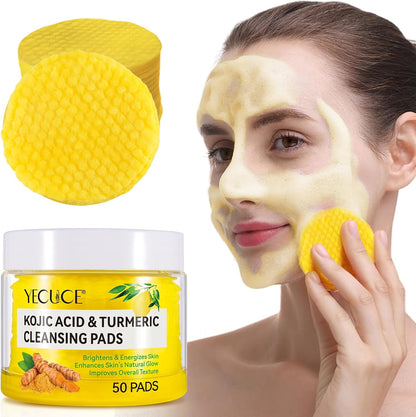 NIFEISHI Kojic Acid and Turmeric Cleansing Pads jar front view for face brightening