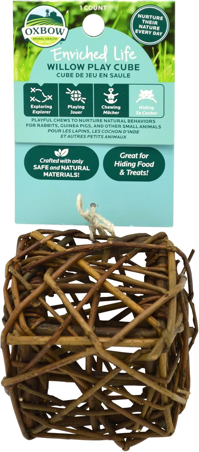 Oxbow Enriched Life Willow Play Cube small animal toy front view