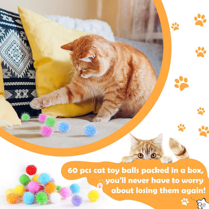 Close up of 1.5 inch glittery cat toy balls
