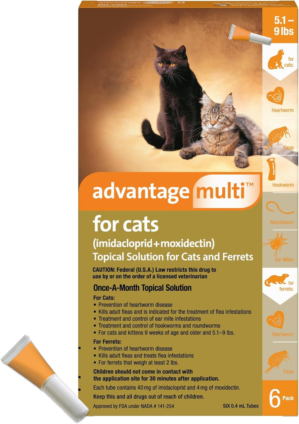 Advantage Multi for Cats 5-in-1 Heartworm Prevention | Kills Fleas & More | Cats 9.1-18 lbs. | 6-Month Supply - Image 9