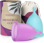 EcoBlossom Reusable Menstrual Cup Set front view showing small and large sizes.